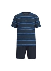 Schlafanzug Tom Tailor "Pyjama Shorty Rundhals", Herren, Gr. M, blau, Obermaterial: 100% Baumwolle CO., Homewear-Sets Schlafanzug