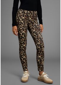 5-Pocket-Hose Laura Scott, Damen, Gr. 46, N-Gr, gemustert, Twill, Obermaterial: 97% Baumwolle, 3% Elasthan, slim fit kn&ouml;chellang, Hosen 5-Pocket-Hose, in modischem Leo-Print