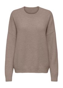 Strickpullover Only "ONLRENE LIFE LS O-NECK CC KNT", Damen, Gr. S, braun (fungi detail:melange), Strick, Obermaterial: 65% Polyester, 13% Nylon, 13% Polyacryl, 6% Wolle, 3% Elasthan, meliert, regular fit, Rundhals, Pullover Strickpullover