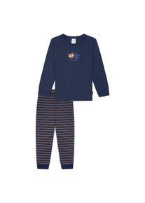 Schlafanzug Schiesser "Pyjama Kids Nightwear", Jungen, Gr. 140, blau (dunkelblau), Obermaterial: 100% Baumwolle CO., Homewear-Sets Schlafanzug