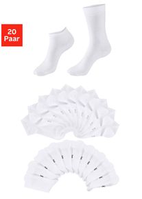 H.I.S. Basicsocken H.I.S, Damen, Gr. 39-42, 20x wei&szlig;, Baumwollmischung, unifarben, elastisch, Socken Basicsocken, zwei L&auml;ngen im Kombi Pack