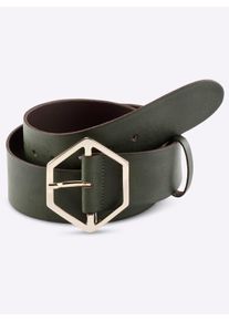 Lederg&uuml;rtel Heine, Damen, Gr. 95, gr&uuml;n (khaki), G&uuml;rtel Lederg&uuml;rtel