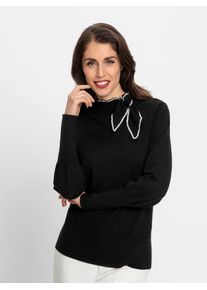 Stehkragenpullover Heine "Pullover", Damen, Gr. 44, schwarz, 50% Viskose, 28% Polyester, 22% Polyamid, unifarben, Pullover Stehkragenpullover