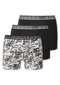 Boxershorts Schiesser "Boxershort 3er Pack", Jungen, Gr. 152, schwarz (schwarz, wei&szlig;), Obermaterial: 95% Baumwolle CO. 5% Elasthan EL., Unterhosen Boxershorts