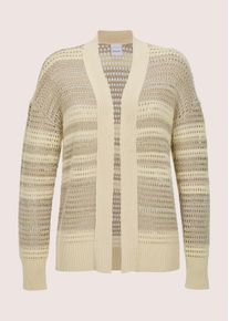 Madeleine Mode Strickjacke MADELEINE "Strickjacke Eleganter Ajour-Cardigan mit Glanzgarn", Herren, Gr. 40/42, wei&szlig; (wollwei&szlig;, berber, multicolor), Obermaterial: 85% Baumwolle CO. 12% Viskose CV. 3% metallisierte Fasern MTF., Modern, gerade, Strickjacken Strickjacke, Ajour