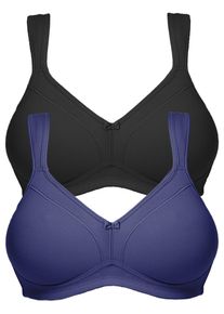 B&uuml;gelloser BH SuSa "2er Pack BH ohne B&uuml;gel Topsy", Damen, Gr. 75, Cup D, bunt (schwarz marine), Stoff, Obermaterial: 83% Polyester PES. 17% Elasthan EL., BHs B&uuml;gelloser BH