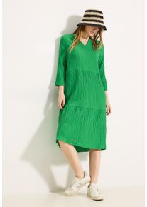 Tunikakleid Cecil, Damen, Gr. S (38), N-Gr, gr&uuml;n (fresh apple gr&uuml;n), Web, Obermaterial: 56% Viskose, 43% Polyester, 1% Elasthan, unifarben, bequem 3/4-L&auml;nge, V-Ausschnitt, B&uuml;ndchen mit Gummizug, Kleider Tunikakleid, Sommerkleid mit Struktur