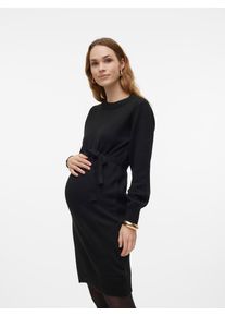 Umstandskleid MAMALICIOUS "MLNEWANNE L/S ABK KNIT DRESS A. NOOS", Damen, Gr. S, N-Gr, schwarz, Strick, Obermaterial: 50% Polyacryl, 50% Polyester, unifarben, regular fit kurz, Rundhals, Kleider Umstandskleid