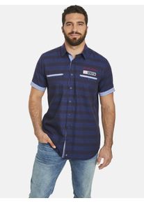 Kurzarmhemd Jan Vanderstorm "Kurzarmhemd LEIKVARD", Damen, Gr. XXL, weit, blau (dunkelblau kariert), Obermaterial: 100% Baumwolle CO., Hemden Kurzarmhemd