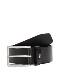 Lederg&uuml;rtel Tommy Hilfiger "ADAN 3.5 cm breit EXT", Herren, Gr. 120, schwarz, Rindsleder, unifarben, G&uuml;rtel Lederg&uuml;rtel, Metalllogopatch, Einfachdornschnalle