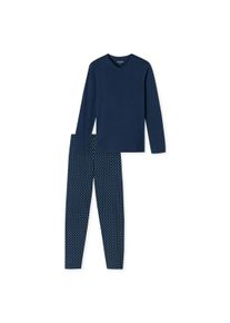 Schlafanzug Schiesser "Pyjama Casual Essentials", Herren, Gr. 4XL, blau (dunkelblau), Obermaterial: 100% Baumwolle CO., Homewear-Sets Schlafanzug