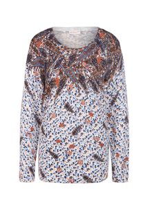 2-in-1-Pullover GOLDNER "Kurzgr&ouml;&szlig;e Druckpullover mit ornamentalem Druck", Damen, Gr. 25, beige (stein, gemustert), Obermaterial: 72% Viskose CV. 28% Polyamid PA., Rippe, Pullover 2-in-1-Pullover, Hochwertiger Druck in harmonischen Farben