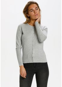 Strickjacke Saint Tropez "A8661, MilaSZ R-Neck Cardigan", Damen, Gr. XL, grau (pearl grau mel ange), Strick, Obermaterial: 80% Viskose, 20% Polyamid, unifarben, regular fit normal, Rundhals, Strickjacken Strickjacke, Viskosemischung, Classic fit