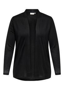 Strickjacke Only CARMAKOMA "CARALBA L/S V-NECK CARDIGAN JRS", Herren, Gr. M, schwarz detail:solid, Strick, Obermaterial: 95% Polyester, 5% Elasthan, unifarben, V-Ausschnitt, Strickjacken Strickjacke, mit Glitzersteinen am &Auml;rmelsaum