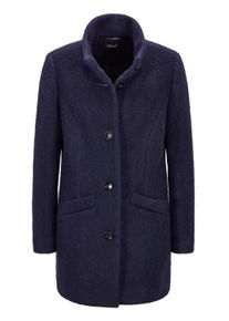 Langmantel GOLDNER "Stepp-Winterjacke mit Kapuze", Damen, Gr. 52, blau (marine), Obermaterial: 50% Polyester PES. 50% Wolle mw., figurumspielend, M&auml;ntel Langmantel, Mit hochwertigem Twillfutter