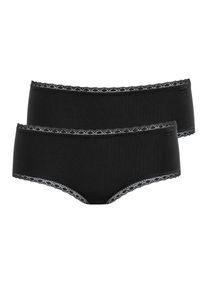 Panty LISCA "2er Pack Damen Panty Ines", Damen, Gr. 42, schwarz, Spitze, Obermaterial: 95% Baumwolle CO. 5% Elasthan EL., Unterhosen Panty