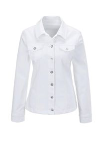 Kurzjacke GOLDNER "Zeitlose Jeansjacke mit tollen Details", Damen, Gr. 38, wei&szlig;, Obermaterial: 98% Baumwolle CO. 2% Elasthan EL., Manschette, Jacken Kurzjacke, Ohne