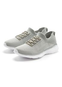 Sneaker Lascana "Slip-On-Sneaker, Slipper, Freizeitschuh", M&auml;dchen, Gr. 41, grau (hellgrau), Obermaterial: 100% Textilmaterial. Decksohle: 100% Textilmaterial. Futter: 100% Textilmaterial. Laufsohle: 100% Synthetik, Glitzer, unifarben, Basic, Schuhe Sneaker, mit modischer Glitzerschn&uuml;rung VEGAN, Topseller