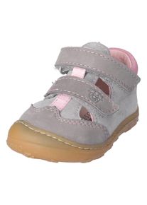 Lauflernschuh Pepino BY RICOSTA "Ebi WMS: mittel", M&auml;dchen, Gr. 19, grau (graphit, rosa), Leder, Textil, Schuhe Lauflernschuh, Klettschuh, Lederinnensohle, Gr&ouml;&szlig;enschablone zum Download