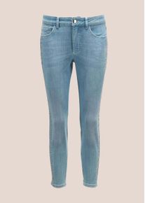 Madeleine Mode Regular-fit-Jeans MADELEINE "Jeans mit Steinchen Schlanke 7/8-Jeans mit Glanz-Effekt", Damen, Gr. 44, N + K Gr, beige (bleached), Obermaterial: 83% Baumwolle CO. 15% Polyester PES. 2% Elasthan EL., Jeans Regular-fit-Jeans