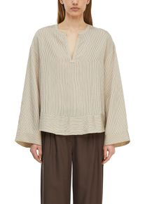 Schlupfbluse comma, Damen, Gr. 42, bone beige, Web, Obermaterial: 65% Viskose, 35% Polyester, gestreift, weit h&uuml;ftbedeckend, V-Ausschnitt, weit, Blusen Schlupfbluse, Weite Passform