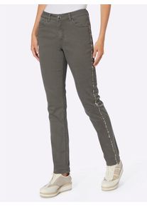 Bequeme Jeans Heine, Damen, Gr. 46, Normalgr&ouml;&szlig;en, gr&uuml;n (khaki), 98% Baumwolle, 2% Elasthan, unifarben, lang, Jeans Bequeme Jeans