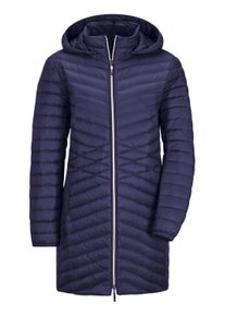 Winterjacke GOLDNER "Gef&uuml;tterter langer Mantel mit Kapuze", Damen, Gr. 52, blau (marine), Obermaterial: 100% Polyamid PA., Modisch, gerade, Jacken Winterjacke, mit femininer Steppung