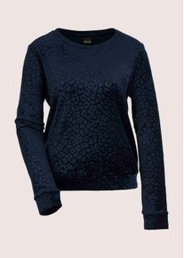 Madeleine Mode Langarmshirt MADELEINE "Sweatshirt Langarm Animal-Print Pullover", Damen, Gr. 38, blau (marine), Obermaterial: 90% Polyester PES. 10% Elasthan EL., Modern, Shirts Langarmshirt
