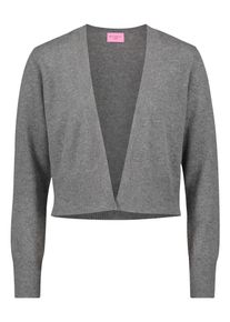 Strickjacke Betty Barclay "Kaschmir-Strickjacke mit Rippb&uuml;ndchen", Damen, Gr. 46, grau (grau melange), Obermaterial: 100% Kaschmir WS., Strickjacken Strickjacke