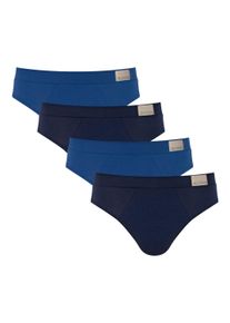 Slip Sloggi "Slip GO Natural Brief C4P 4er Pack", Herren, Gr. S, blau, Obermaterial: 95% Baumwolle CO. 5% Elasthan EL., Unterhosen Slip