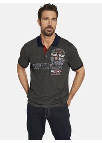 Poloshirt Jan Vanderstorm "Poloshirt ERLING", Herren, Gr. L, grau (dunkelgrau melange), Obermaterial: 60% Baumwolle CO. 40% Polyester COOLMAX PES(Coolmax)., Shirts Poloshirt