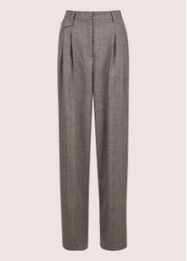 Madeleine Mode Bundfaltenhose MADELEINE "Hose Bundfalten-Hose", Damen, Gr. 20, N-Gr, grau (grau, espresso, melange), Obermaterial: 70% Polyester PES. 30% Viskose CV., Hosen Bundfaltenhose