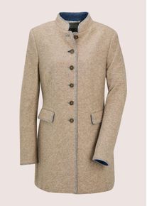 Madeleine Mode Longblazer MADELEINE "Gehrock Eleganter Mantel in moderner Long-Form", Damen, Gr. 38, beige (berber, melange), Obermaterial: 70% Wolle mw. 25% Polyamid PA. 5% Polyester PES., Modern, Blazer Longblazer