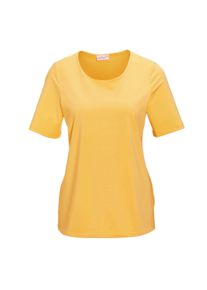 Langarm-Poloshirt GOLDNER "Gepflegtes Shirt in formstabiler Ware", Damen, Gr. 50, gelb (zitronengelb), Obermaterial: 82% Polyester PES. 18% Elasthan EL., normal, Sonstiges, Shirts Langarm-Poloshirt, Ohne