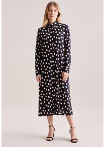 Sommerkleid Seidensticker "Schwarze Rose", Damen, Gr. L (40), Normalgr&ouml;&szlig;en, blau (dunkelblau), 97% Baumwolle, 3% Elasthan, bedruckt, regular fit, Kleider Sommerkleid, Langarm Kragen Druck