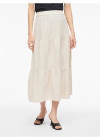 Maxirock Vila "VIPRISILLA HW ANKLE SKIRT - NOOS", Damen, Gr. 44, super light natural melan, Web, Obermaterial: 50% Viskose, 40% Baumwolle, 10% Leinen, meliert, unifarben, regular fit kn&ouml;chellang, R&ouml;cke Maxirock