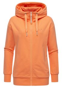 Kapuzensweatjacke Ragwear "Sweatjacke Yodis Zip", Damen, Gr. L, rosa (peach), Obermaterial: 70% Baumwolle CO. 30% Polyester PES., Sweatjacken Kapuzensweatjacke