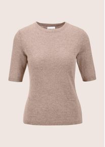 Madeleine Mode Longpullover MADELEINE "Kaschmirpullover Feinstrickpullover mit Kaschmiranteil", Damen, Gr. 34, braun (berber, melange), Obermaterial: 90% Schurwolle WV. 10% Kaschmir WS., Modern, normal, Pullover Longpullover, Feinstrickpullover mit Halbarm