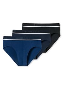 Slip Schiesser "Slip 3PACK Rio-Slip "95/5" 3er Pack", Herren, Gr. M, blau (schwarz, blau), Obermaterial: 95% Baumwolle CO. 5% Elasthan EL., Unterhosen Slip