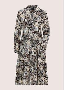 Madeleine Mode Sommerkleid MADELEINE "Kleid Druck-Damenkleid mit Knopfleiste", Damen, Gr. 42, N-Gr, beige (beige, schwarz, multicolor), Obermaterial: 100% Viskose CV., Modern, Kleider Sommerkleid, Seitliche Eingrifftaschen