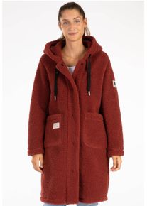 Fleecejacke LPO "SHERPA DENISE Fleecemantel", Damen, Gr. 46 (L), rot, 100% Polyester, Jacken Fleecejacke, Ultra‑weiche Sherpa‑Innenausstattung