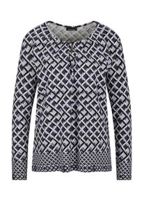 Print-Shirt GOLDNER "Kurzgr&ouml;&szlig;e Grafisches Jersey-Shirt mit Rundhals", Damen, Gr. 20, lila (lila, gemustert), Obermaterial: 95% Viskose CV. 5% Elasthan EL., gerade, Shirts Print-Shirt, Bord&uuml;re