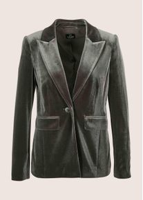 Madeleine Mode Jackenblazer MADELEINE "Samtblazer Eleganter Samtblazer mit breitem Revers", Damen, Gr. 42, grau (bleigrau), Obermaterial: 95% Polyester PES. 5% Elasthan EL., Modern, Blazer Jackenblazer, Samt