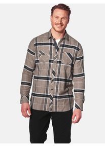 Flanellhemd Jan Vanderstorm "Hemd THORULFAR", Herren, Gr. 4XL, weit, braun (braun kariert), Obermaterial: 100% Baumwolle CO., Hemden Flanellhemd