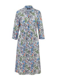 Sommerkleid GOLDNER "Blusenkleid mit Hemdkragen", Damen, Gr. 48, N-Gr, orange (sand, blau, orange, gemustert), Obermaterial: 100% Viskose CV., figurumspielend, Manschette, Kleider Sommerkleid, Taillenabtrennung