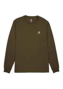 Langarmshirt Converse, Damen, Gr. S, gr&uuml;n (surplus oliv), Single Jersey, Obermaterial: 100% Baumwolle, unifarben, Rundhals, eingesetzt B&uuml;ndchen, Shirts Langarmshirt