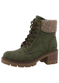 Winterstiefelette Tom Tailor, Damen, Gr. 37, khaki, Lederimitat, Textil, Basic, Schuhe Winterstiefelette, Workerboots, Stiefelette mit Blockabsatz