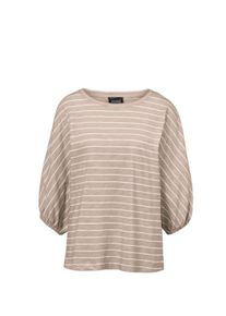 Kurzarmshirt GOLDNER "Kurzgr&ouml;&szlig;e Shirt aus Effektgarn", Damen, Gr. 24, wei&szlig; (sand, wei&szlig;, geringelt), Obermaterial: 100% Baumwolle CO., U-Boot-Ausschnitt, Gummizug, Shirts Kurzarmshirt, Fledermaus&auml;rmel