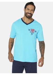 Shorty Jan Vanderstorm "Kurzer Schlafanzug EDIN", Herren, Gr. 6XL, blau (t&uuml;rkis), Obermaterial: 100% Baumwolle CO., Homewear-Sets Shorty