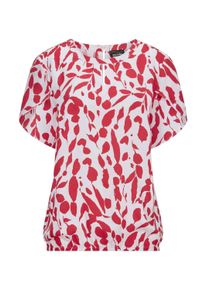 Satinbluse GOLDNER "Kurzgr&ouml;&szlig;e Viskosebluse mit Tulpen&auml;rmeln", Damen, Gr. 24, rot (rot, wei&szlig;, gemustert), Obermaterial: 100% Viskose CV., gerade, Blusen Satinbluse, Two in One